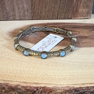 3/$18 Lia Sophia Marienne Gold and Blue Stretch Bracelet Lot 383